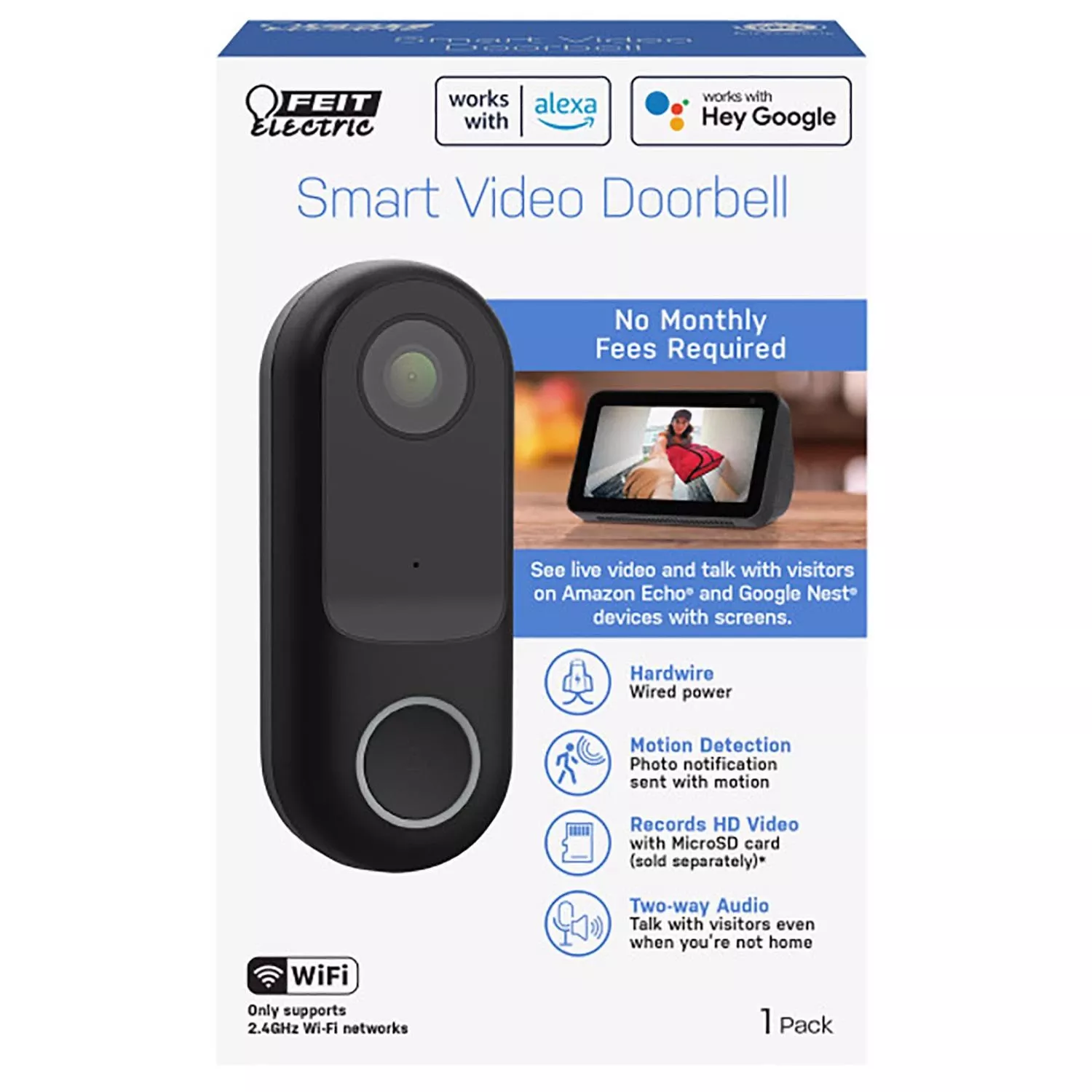 Wired Smart Video Doorbell With 1080p Camera And Night Vision