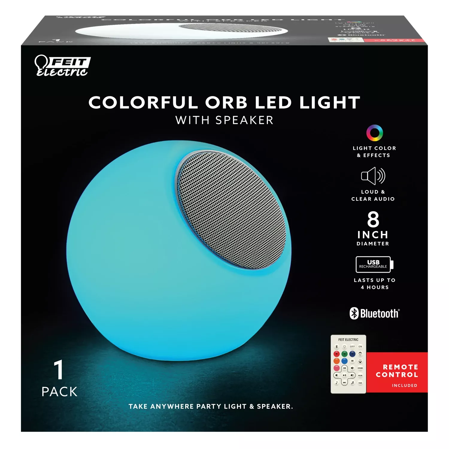 Wireless Bluetooth Weather Resistant Color Changing Speaker – Model Btorb8rgbwbat