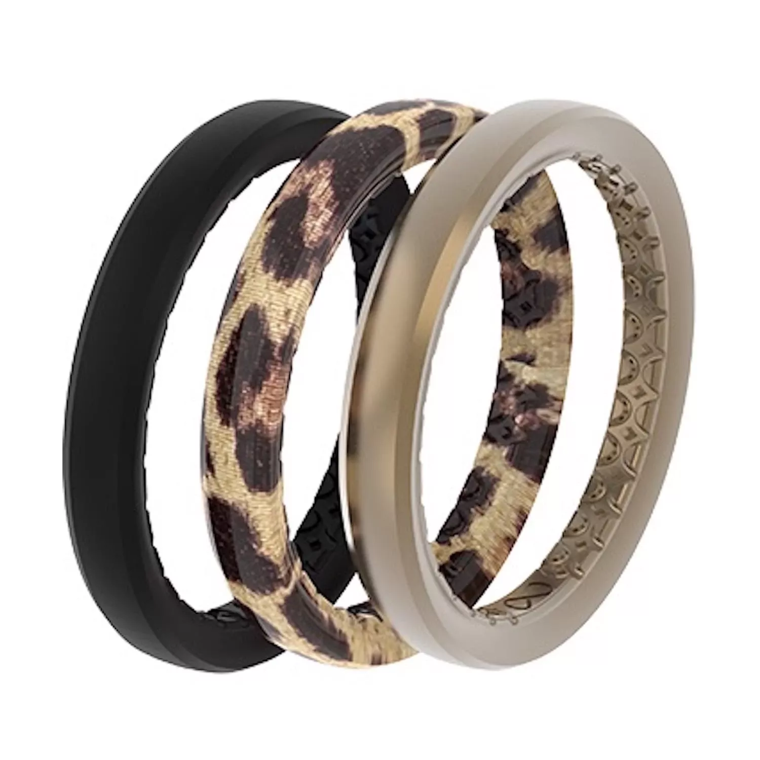Women’s Leopard Round Stackable Rings Silicone Water Resistant Size 6