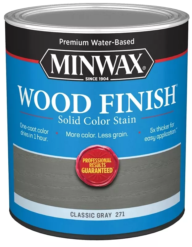 Wood Finish Stain, Water-based, Solid Color, Classic Gray, 1-qt.