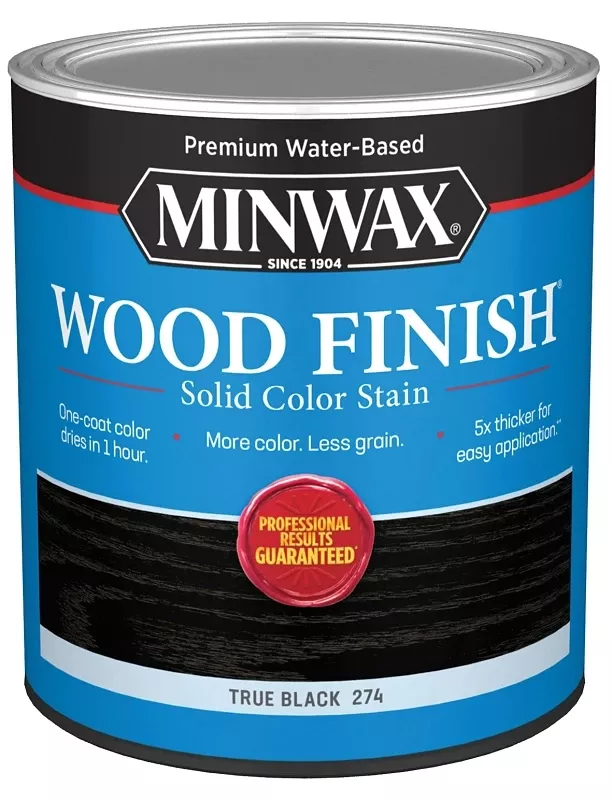 Wood Finish Stain, Water-based, Solid Color, True Black, 1-qt.